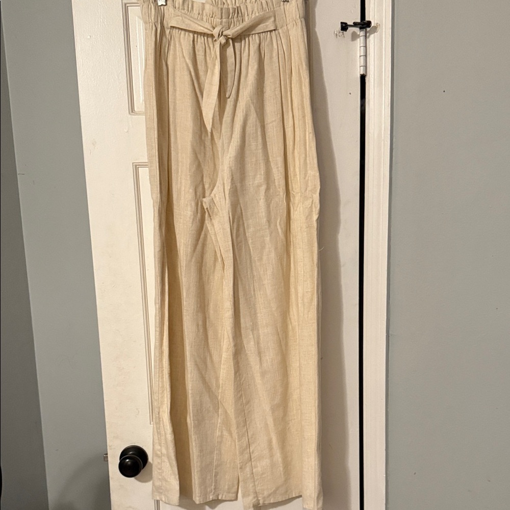 fab'rik Cream Wide Leg Pants
